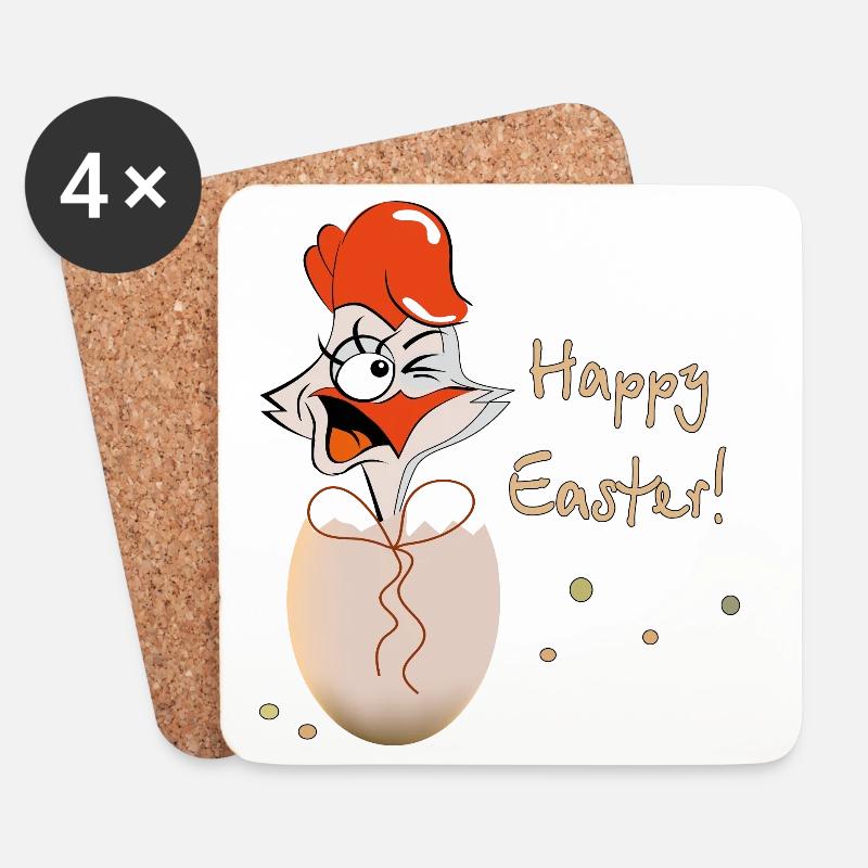Happy Easter Hahn Ostern - Untersetzer (4er-Set) - Weiß