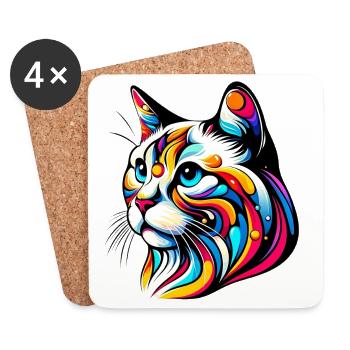 Chat - Dessous de verre (lot de 4) - blanc - Devant