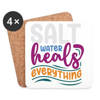 Salt Water Heals Everything - Coasters (set of 4) - white - Front