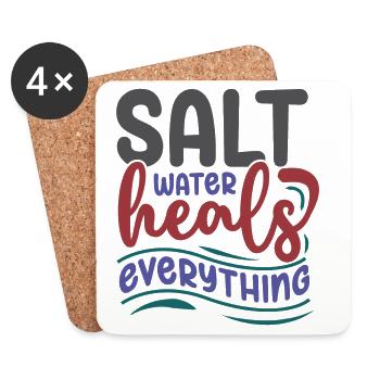 Salt Water Heals Everything - Coasters (set of 4) - white - Front