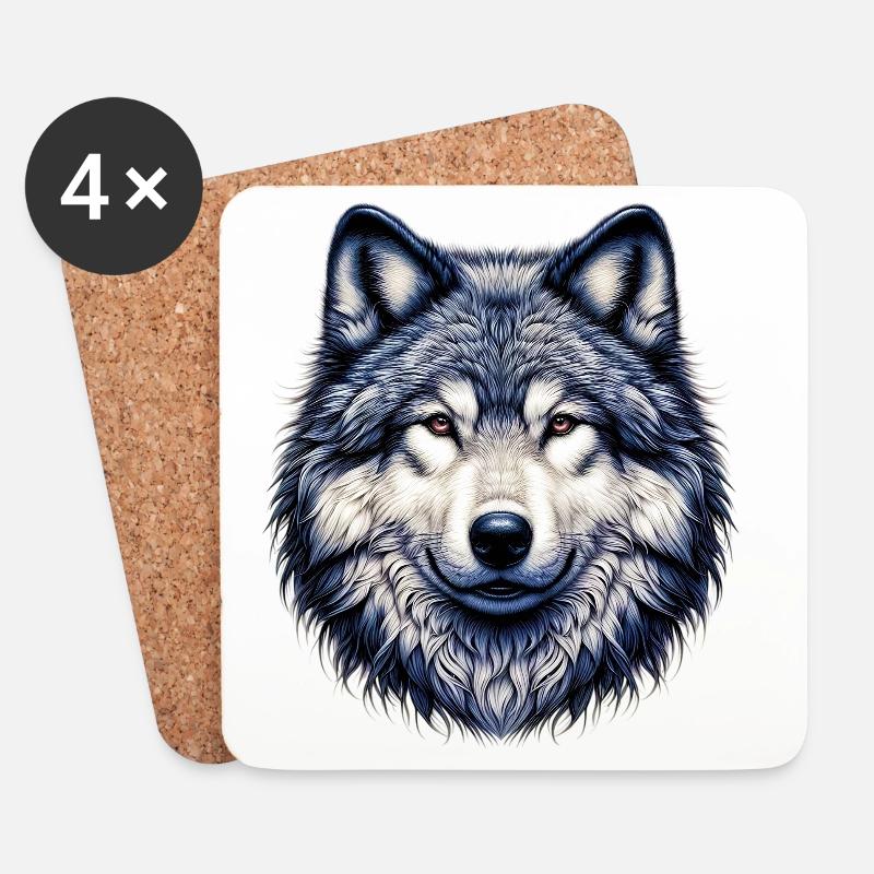 Wolf - Untersetzer (4er-Set) - Weiß