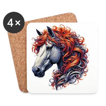 Cheval - Dessous de verre (lot de 4) - blanc - Devant