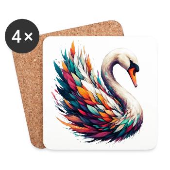 Cygne - Dessous de verre (lot de 4) - blanc - Devant