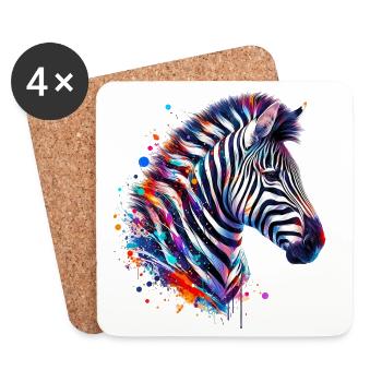 Zebra - Untersetzer (4er-Set) - Weiß - Vorne