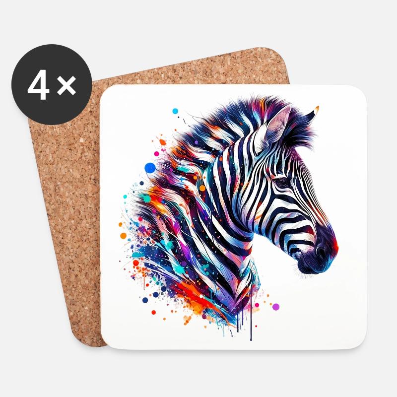 Zebra - Untersetzer (4er-Set) - Weiß