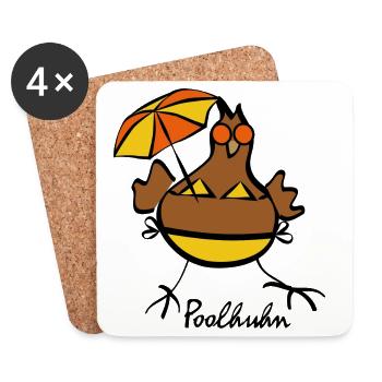 RIKELS Design: Poolhuhn 2026 - Untersetzer (4er-Set) - Weiß - Vorne