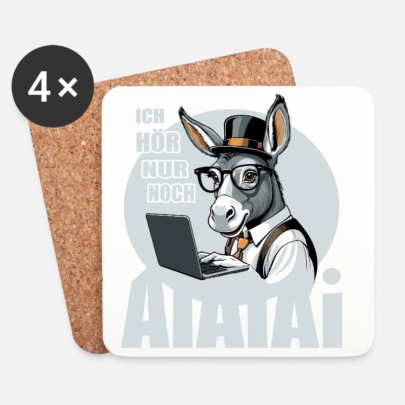 Ich hör nur noch AI AI AI - Untersetzer (4er-Set) - Weiß