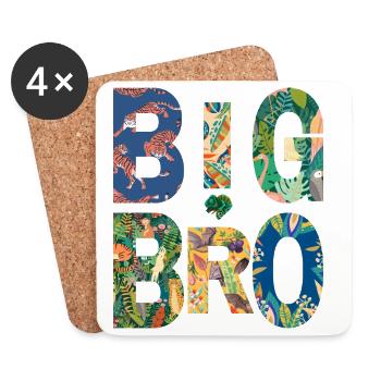BIG BRO - Bruder - Großer Bruder - Partnerlook - Untersetzer (4er-Set) - Weiß - Vorne
