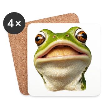 Grenouille souriante - Dessous de verre (lot de 4) - blanc - Devant