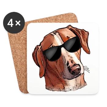 Witziger Hund SAVEBRACKE Jagdhund Sonnenbrille - Untersetzer (4er-Set) - Weiß - Vorne
