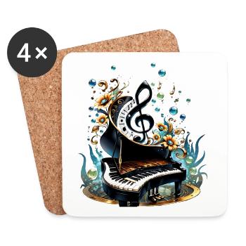 Wonderful Curved Fantasy Piano - Coasters (set of 4) - white - Front