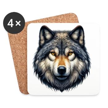 Loup - Dessous de verre (lot de 4) - blanc - Devant
