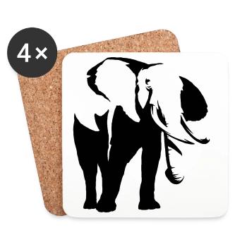 Elefant Afrika - Untersetzer (4er-Set) - Weiß - Vorne