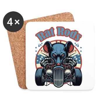 Ratsking Ratlook Shirt – Rustic Custom Style - Coasters (set of 4) - white - Front