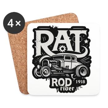 Ratsking Ratlook Shirt – Rustic Custom Style - Coasters (set of 4) - white - Front