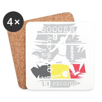 Football Belgique Tir De But Tir Illustration - Dessous de verre (lot de 4) - blanc - Devant