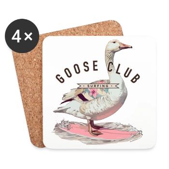 Conception de t-shirt Goose Surfing - Dessous de verre (lot de 4) - blanc - Devant