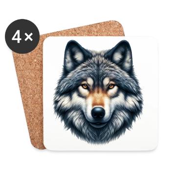 Loup - Dessous de verre (lot de 4) - blanc - Devant