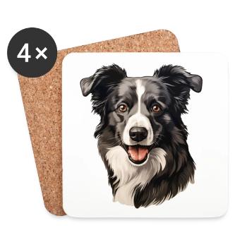 Border Collie - Dessous de verre (lot de 4) - blanc - Devant