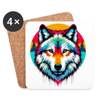 Loup - Dessous de verre (lot de 4) - blanc - Devant