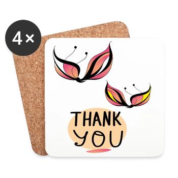Merci - Dessous de verre (lot de 4) - blanc - Devant