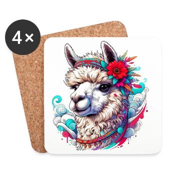 Alpaga - Dessous de verre (lot de 4) - blanc - Devant