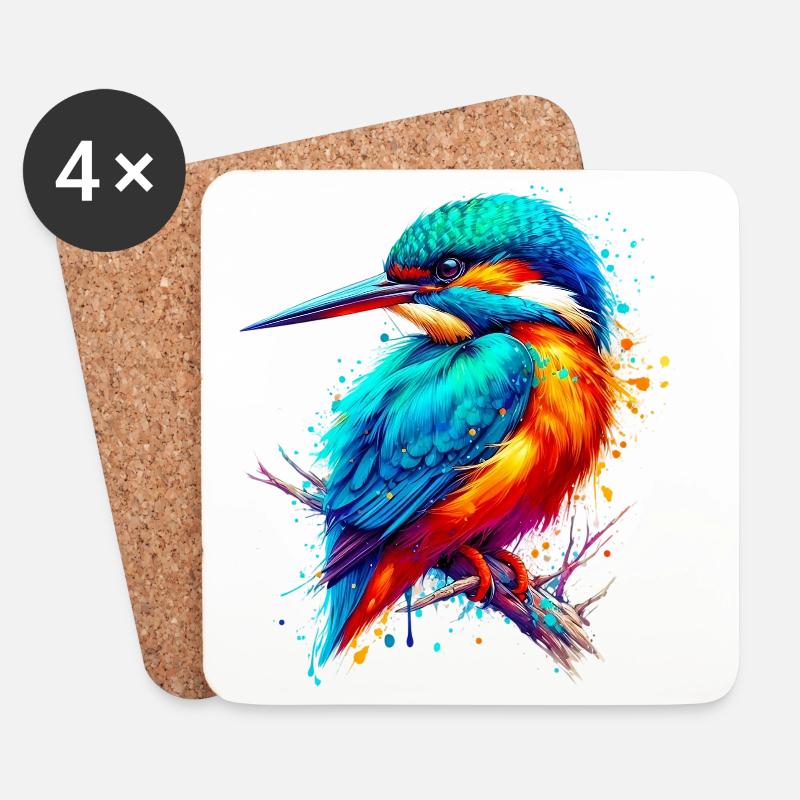 Eisvogel - Untersetzer (4er-Set) - Weiß