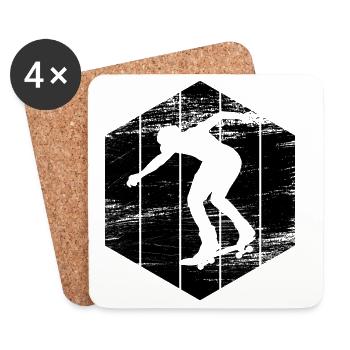Skater Zeichnung - Untersetzer (4er-Set) - Weiß - Vorne