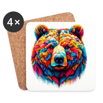 Ours - Dessous de verre (lot de 4) - blanc - Devant