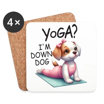 Yoga Dog Hund Entspannung - Untersetzer (4er-Set) - Weiß - Vorne