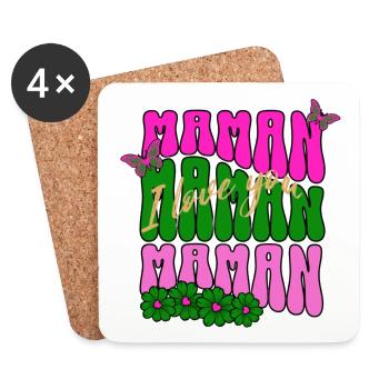 MAMAN I LOVE YOU - Dessous de verre (lot de 4) - blanc - Devant
