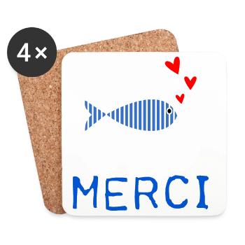 MERCI. MAÎTRESSE. MAÎTRE. MERCI MAÎTRESSE - Dessous de verre (lot de 4) - blanc - Devant