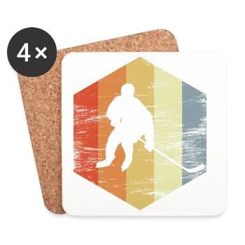 Vintage Eishockeyspieler - Untersetzer (4er-Set) - Weiß - Vorne