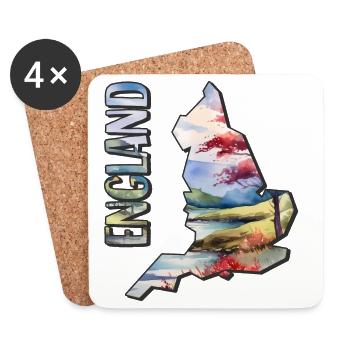 Carte aquarelle de l’Angleterre - Dessous de verre (lot de 4) - blanc - Devant