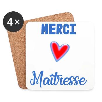 MAÎTRESSE. MERCI. MERCI MAÎTRESSE - Dessous de verre (lot de 4) - blanc - Devant
