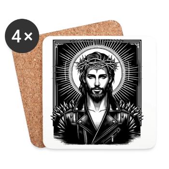 Jesus Christus mit stylischer Frisur & Lederjacke - Untersetzer (4er-Set) - Weiß - Vorne