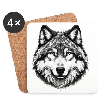 Wolf - Untersetzer (4er-Set) - Weiß - Vorne