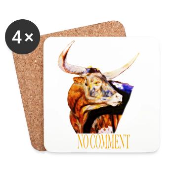 Wasserfarbener Stier – No Comment - Untersetzer (4er-Set) - Weiß - Vorne