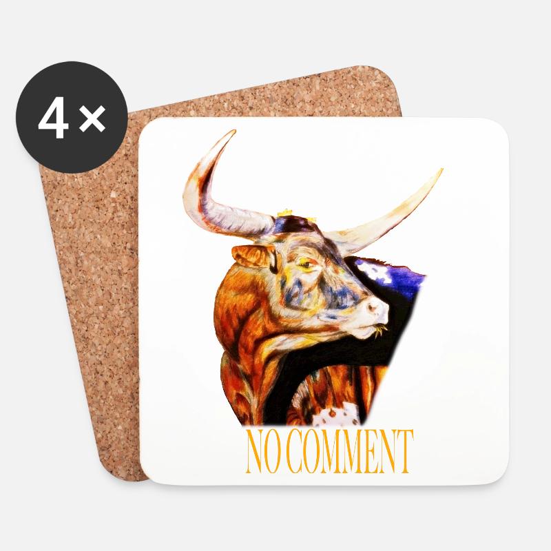 Wasserfarbener Stier – No Comment - Untersetzer (4er-Set) - Weiß