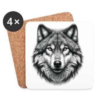 Wolf - Untersetzer (4er-Set) - Weiß - Vorne