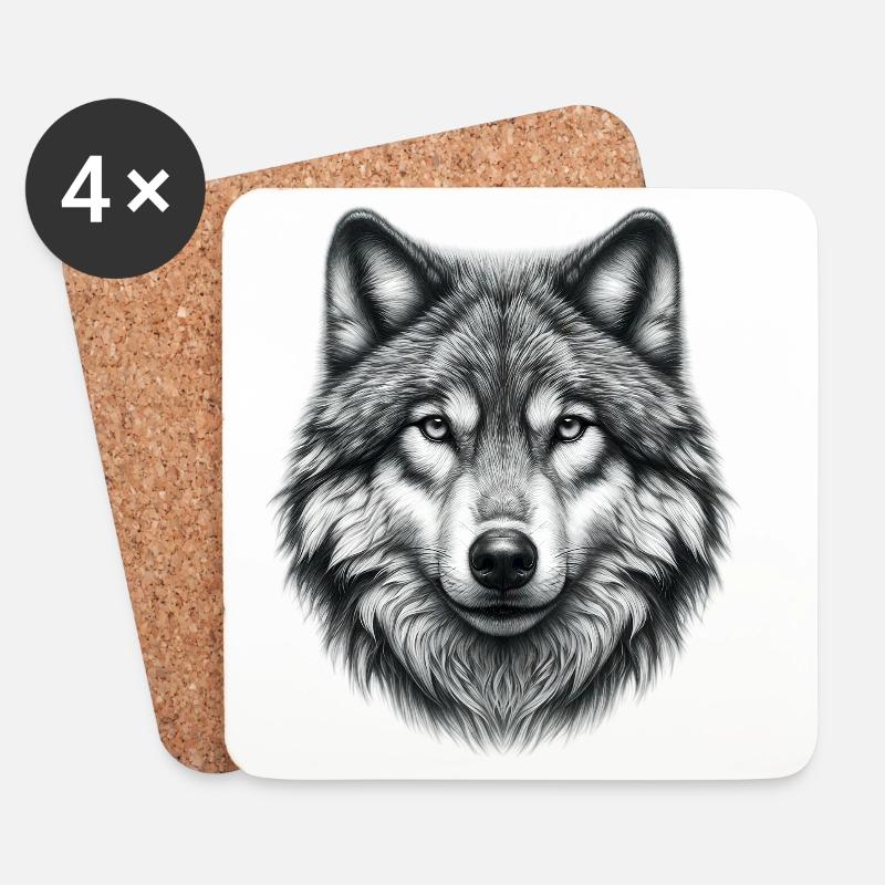 Wolf - Untersetzer (4er-Set) - Weiß