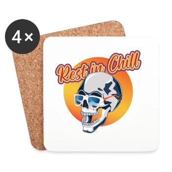 Rest in Chill Skull - Untersetzer (4er-Set) - Weiß - Vorne