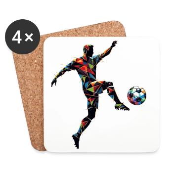 dynamic soccer player playing soccer - Coasters (set of 4) - white - Front