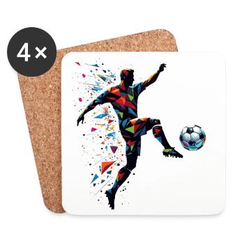 joueur de football dynamique jouant au football - Dessous de verre (lot de 4) - blanc - Devant