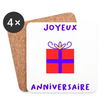 ANNIVERSARY. HAPPY BIRTHDAY. HAPPY BIRTHDAY. - Coasters (set of 4) - white - Front