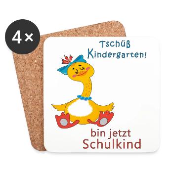 Tschüss Kindergarten - Untersetzer (4er-Set) - Weiß - Vorne