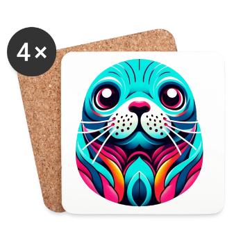 Seal - Coasters (set of 4) - white - Front