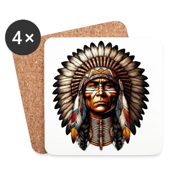 Amérindien Américain - Dessous de verre (lot de 4) - blanc - Devant
