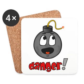 Danger Explosive Face - Funny Emoticon - Coasters (set of 4) - white - Front