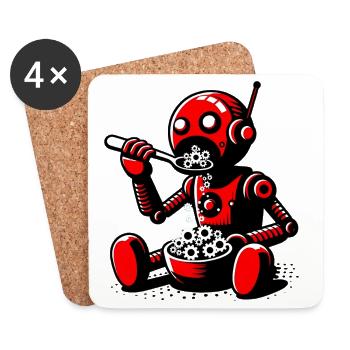 Martian Extraterrestrial Alien Robot - Coasters (set of 4) - white - Front